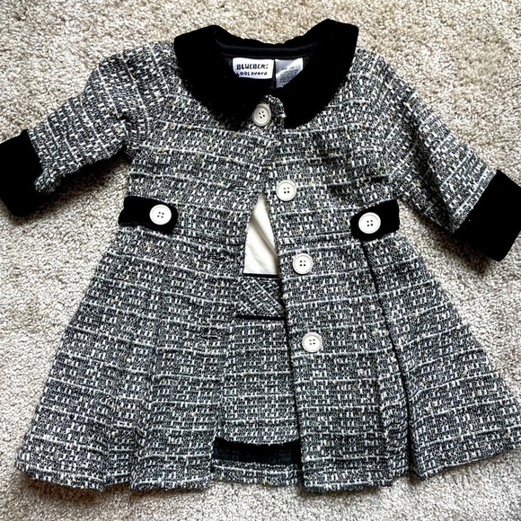Blueberi Boulevard Other - Blueberi Boulevard baby Girl Holiday Christmas Dress & Tweed coat set 12 months